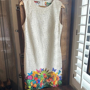 Desigual White Floral Lace Dress size 42 so US 8-10